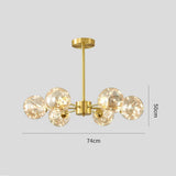 Modern 6 Light Gold LED Globe Chandelier Glass Pendant Light for Kitchen and Dining Room