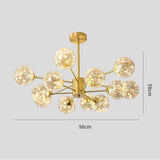 Modern 6 Light Gold LED Globe Chandelier Glass Pendant Light for Kitchen and Dining Room