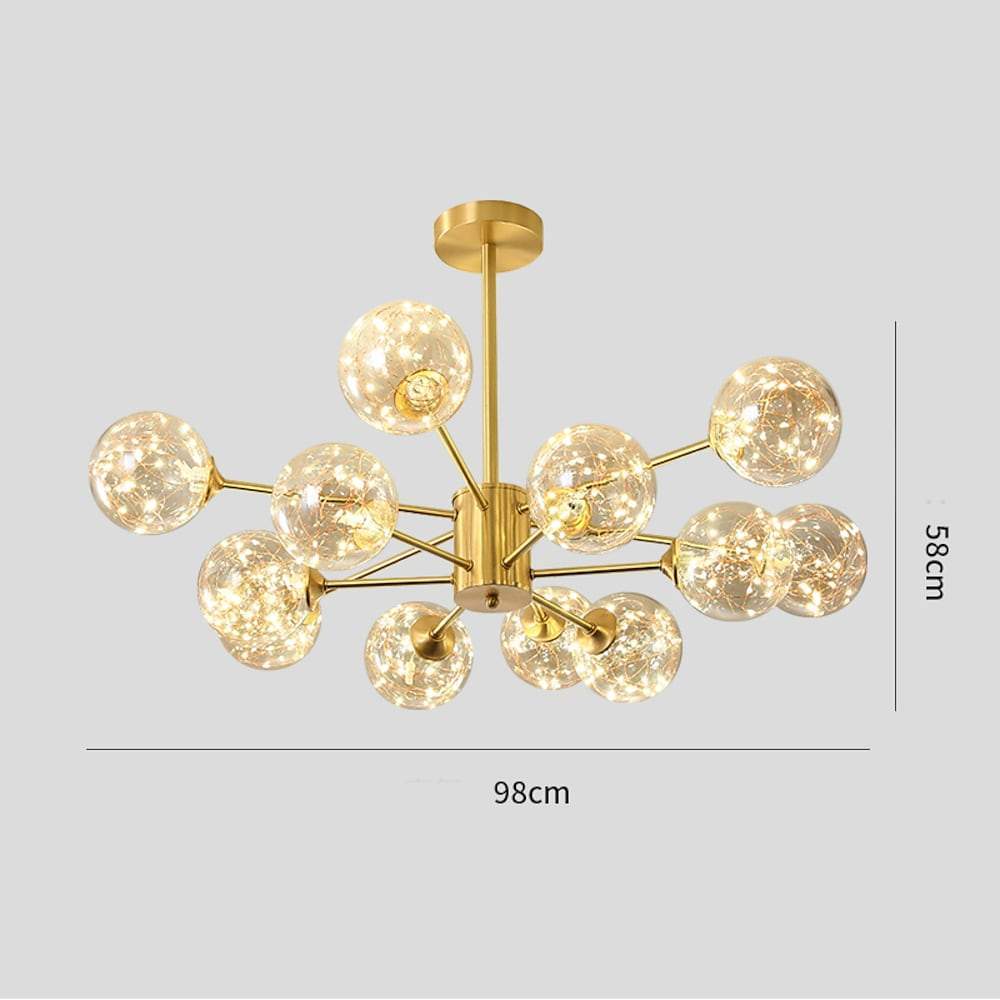 Modern 6 Light Gold LED Globe Chandelier Glass Pendant Light for Kitchen and Dining Room