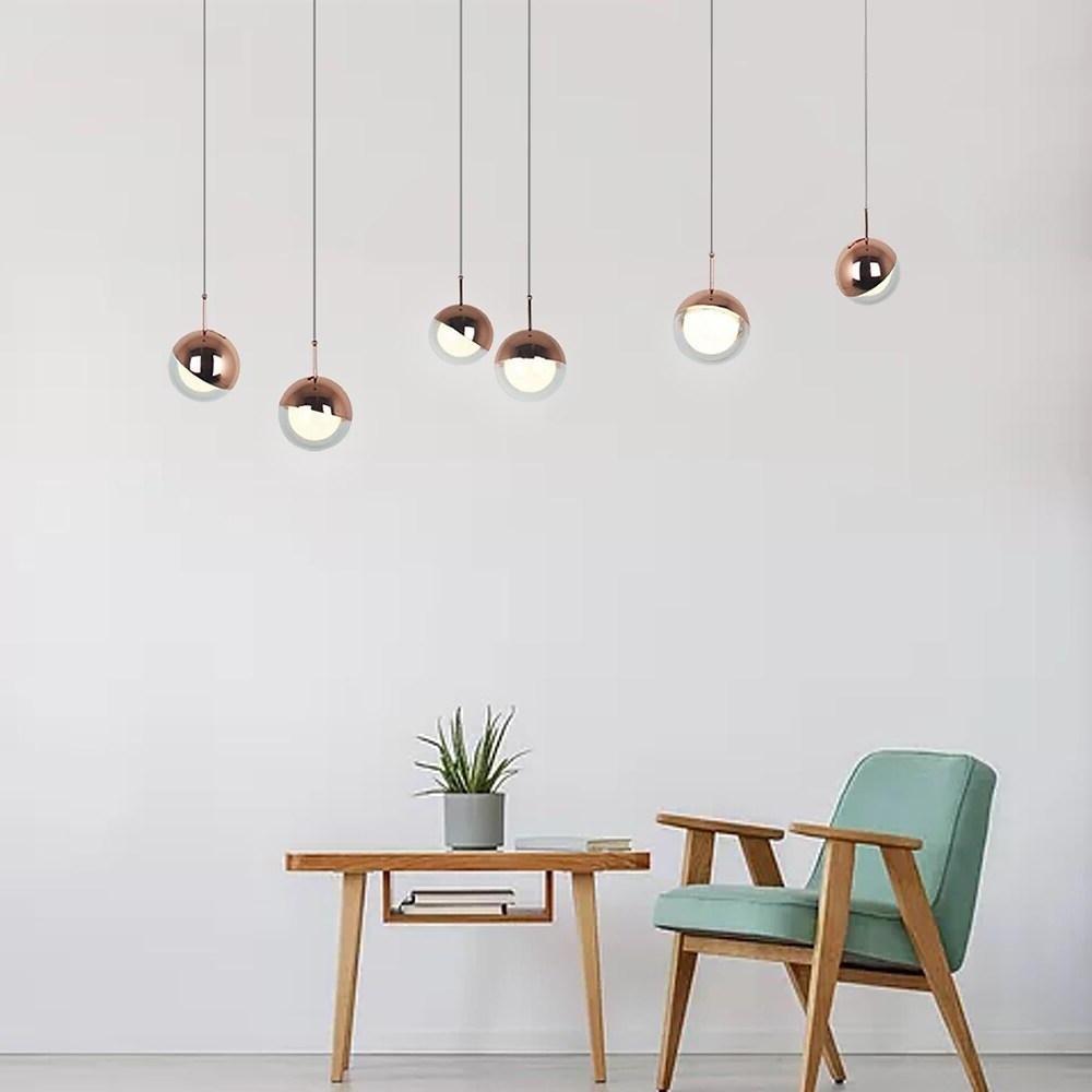 Modern 6 Light Mini Globe Cluster Chandelier Metal and Acrylic Pendant Hanging Ceiling Light