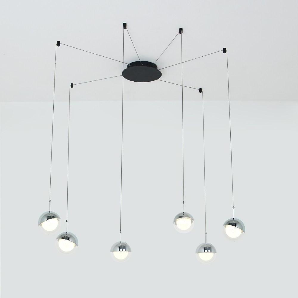 Modern 6 Light Mini Globe Cluster Chandelier Metal and Acrylic Pendant Hanging Ceiling Light