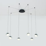 Modern 6 Light Mini Globe Cluster Chandelier Metal and Acrylic Pendant Hanging Ceiling Light