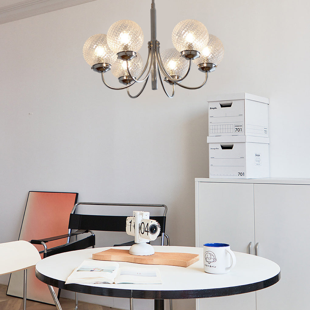 Modern 6 Light Planet Glass Ball Chandelier Chrome Postmodern Hanging Pendant Light