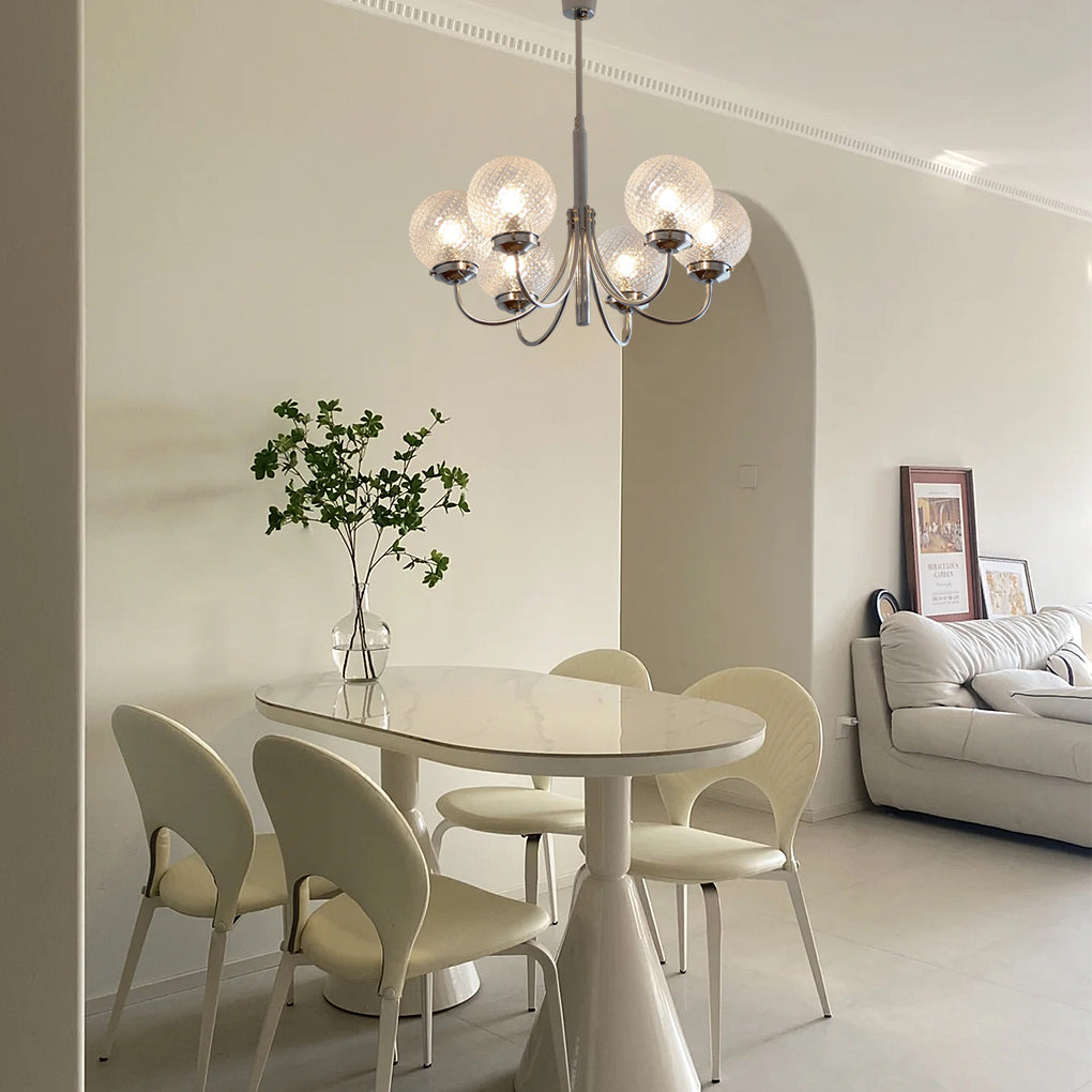 Modern 6 Light Planet Glass Ball Chandelier Chrome Postmodern Hanging Pendant Light