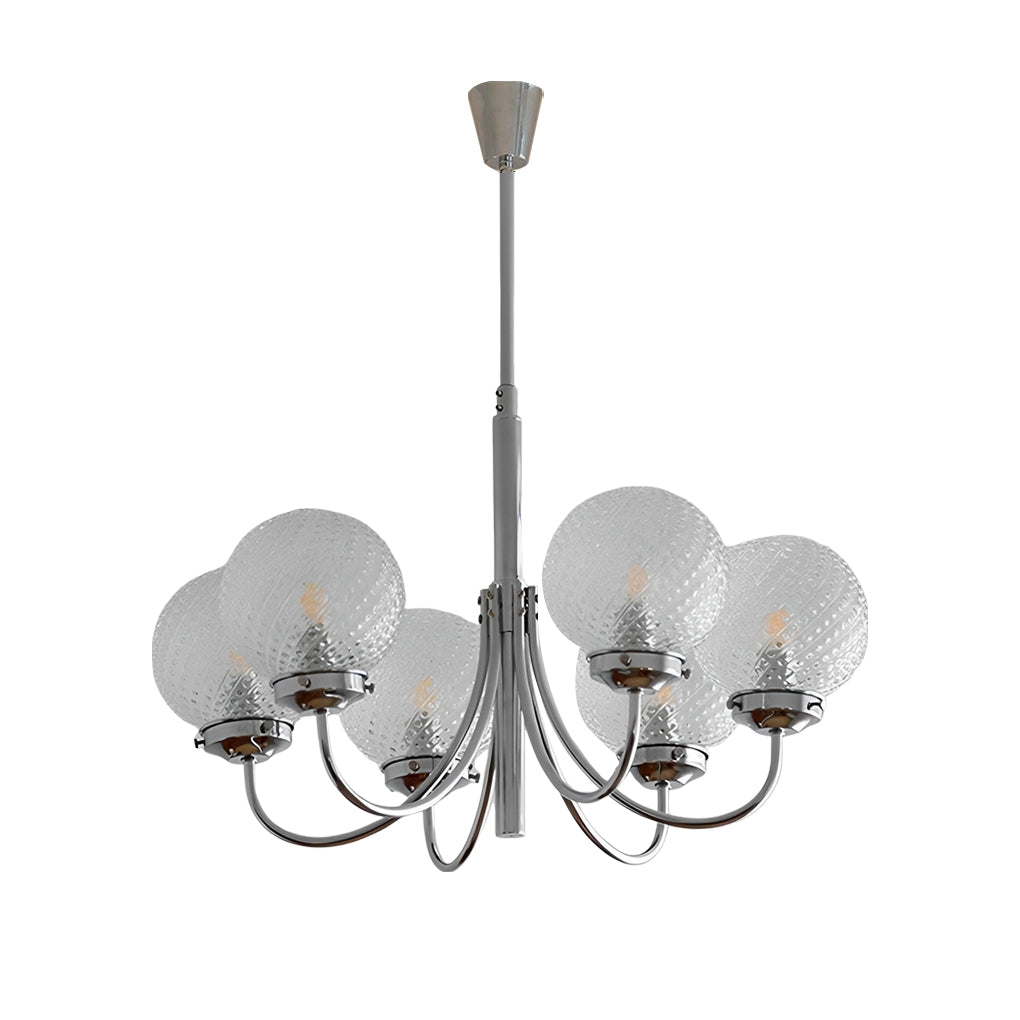 Modern 6 Light Planet Glass Ball Chandelier Chrome Postmodern Hanging Pendant Light