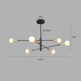 Modern 6 Light Sputnik Chandelier with Glass Globe Orbs Black and Gold Mid Century Pendant Light