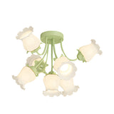 Modern 7 Light White Floral Glass Petal Ceiling Fixture with 3 Color Step Dimming