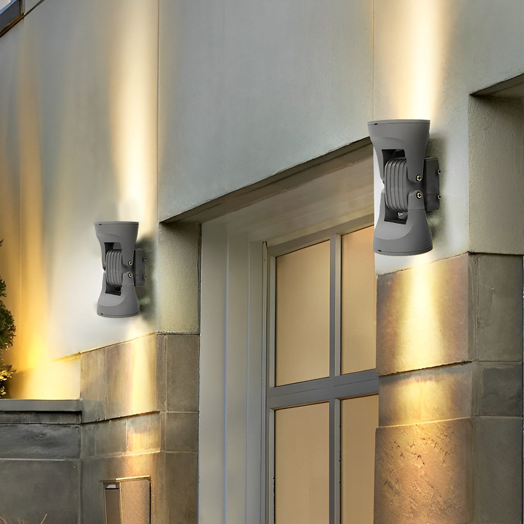 Modern 8 Inch LED Up Down Outdoor Wall Sconce with 2 Rotating Heads IP65 Waterproof Exterior Light