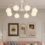 Modern 8 Light Bell Orchid Flower Glass Ceiling Fixture with Three Step Dimming