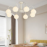 Modern 8 Light Bell Orchid Flower Glass Ceiling Fixture with Three Step Dimming