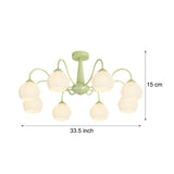 Modern 8 Light Bell Orchid Flower Glass Ceiling Fixture with Three Step Dimming