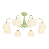 Modern 8 Light Bell Orchid Flower Glass Ceiling Fixture with Three Step Dimming