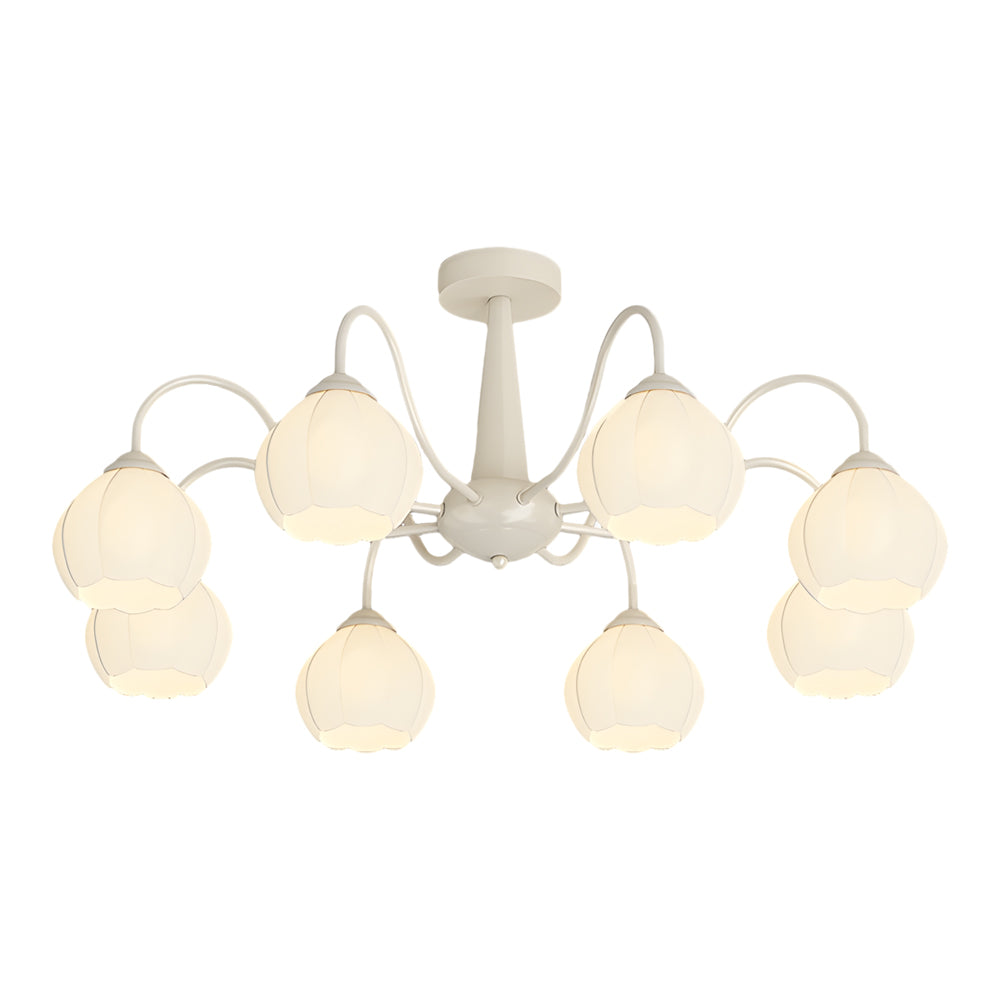 Modern 8 Light Bell Orchid Flower Glass Ceiling Fixture with Three Step Dimming
