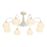 Modern 8 Light Bell Orchid Flower Glass Ceiling Fixture with Three Step Dimming
