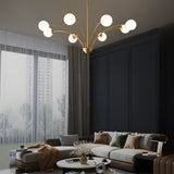 Modern 8 Light Crystal Globe Chandelier in Brushed Copper for Living and Dining Room