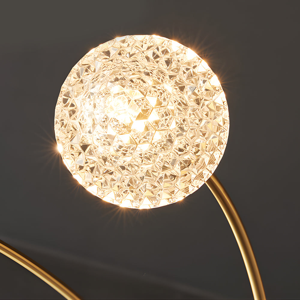 Modern 8 Light Crystal Globe Chandelier in Brushed Copper for Living and Dining Room