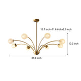 Modern 8 Light Crystal Globe Chandelier in Brushed Copper for Living and Dining Room