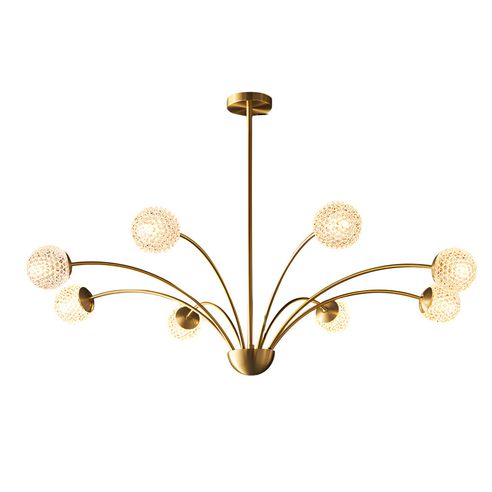 Modern 8 Light Crystal Globe Chandelier in Brushed Copper for Living and Dining Room