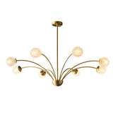 Modern 8 Light Crystal Globe Chandelier in Brushed Copper for Living and Dining Room