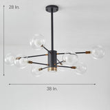 Modern 8 Light Glass Sputnik Chandelier LED Mid Century Pendant Lighting for Dining Room Kitchen Island