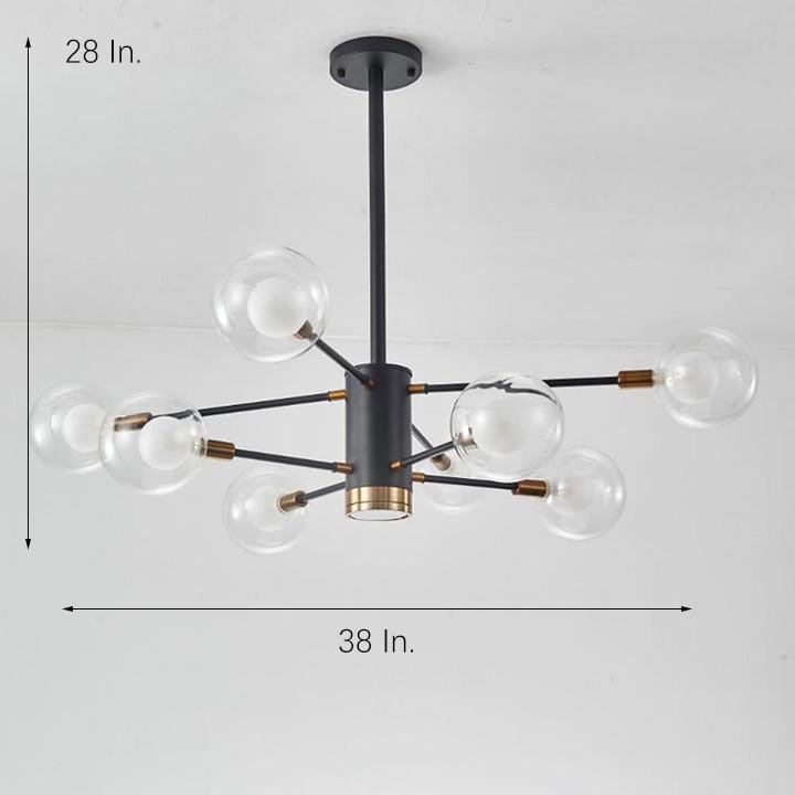 Modern 8 Light Glass Sputnik Chandelier LED Mid Century Pendant Lighting for Dining Room Kitchen Island