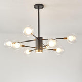 Modern 8 Light Glass Sputnik Chandelier LED Mid Century Pendant Lighting for Dining Room Kitchen Island