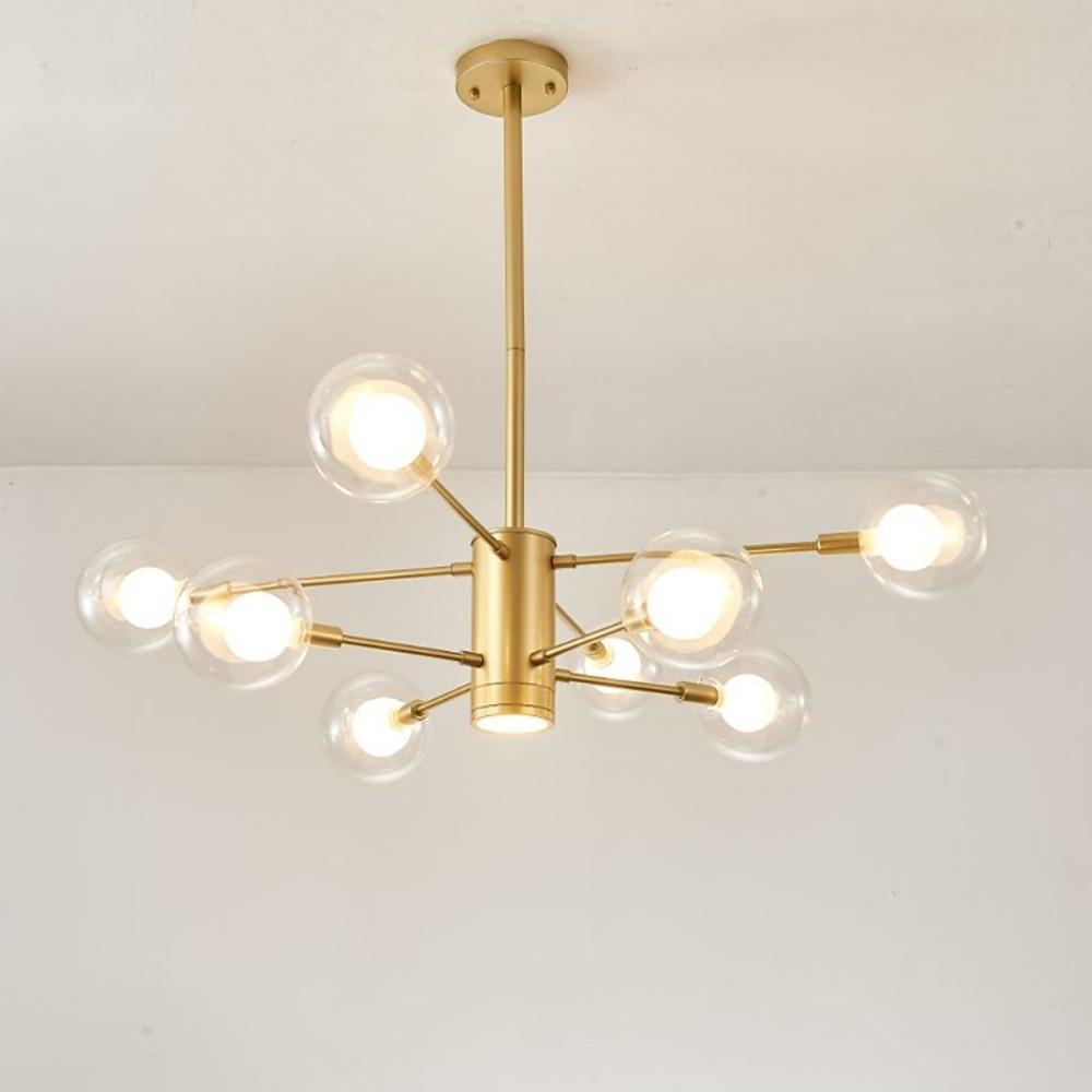 Modern 8 Light Glass Sputnik Chandelier LED Mid Century Pendant Lighting for Dining Room Kitchen Island