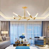 Modern 8 Light LED Candlestick Chandelier Electroplated Gold and Black Ceiling Hanging Light Fixture