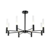 Modern 8 Light LED Candlestick Chandelier Electroplated Gold and Black Ceiling Hanging Light Fixture