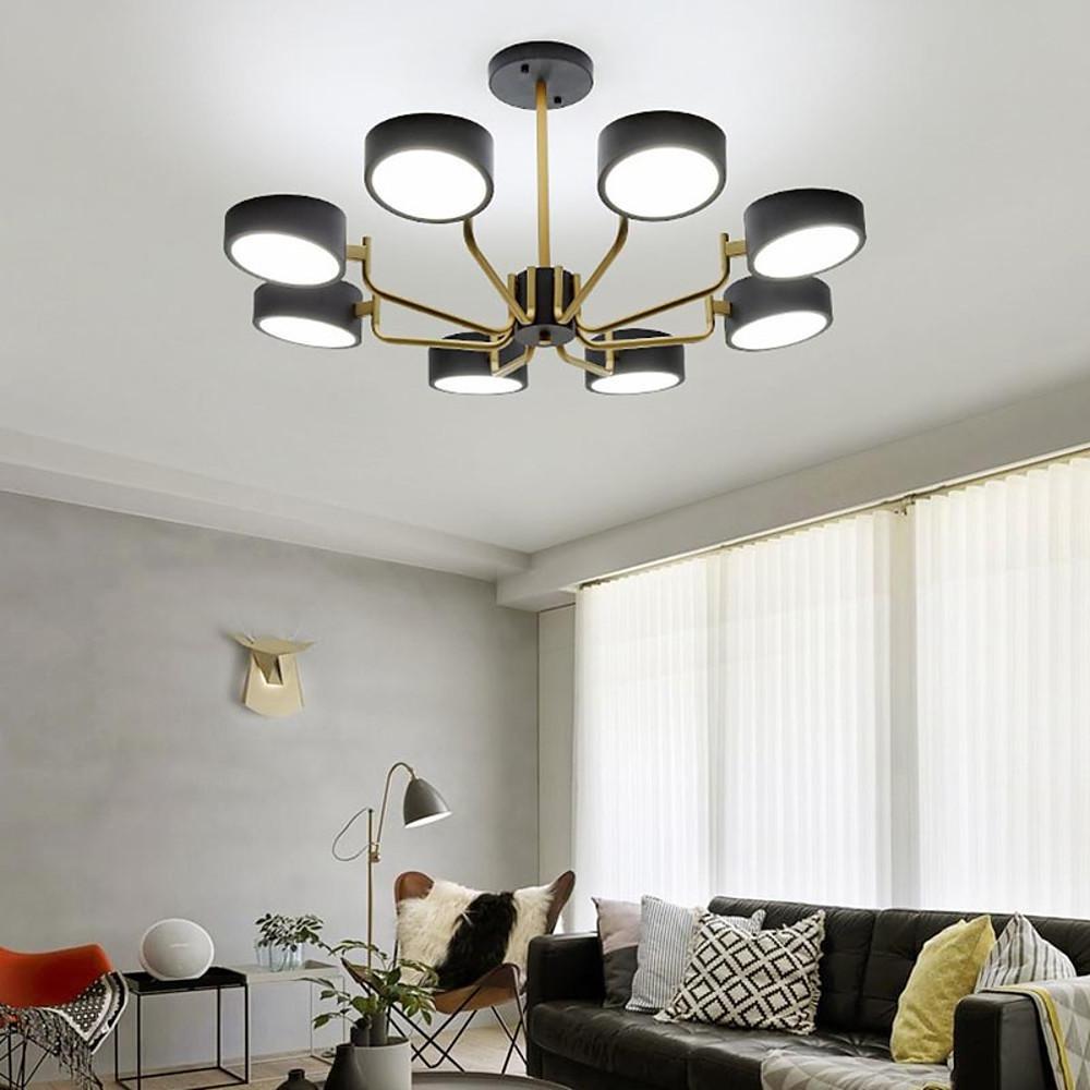 Modern 8 Light LED Sputnik Chandelier with Adjustable Color Temperature for Bedroom and Kids Room