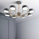 Modern 8 Light LED Sputnik Chandelier with Adjustable Color Temperature for Bedroom and Kids Room