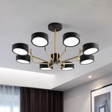 Modern 8 Light LED Sputnik Chandelier with Adjustable Color Temperature for Bedroom and Kids Room