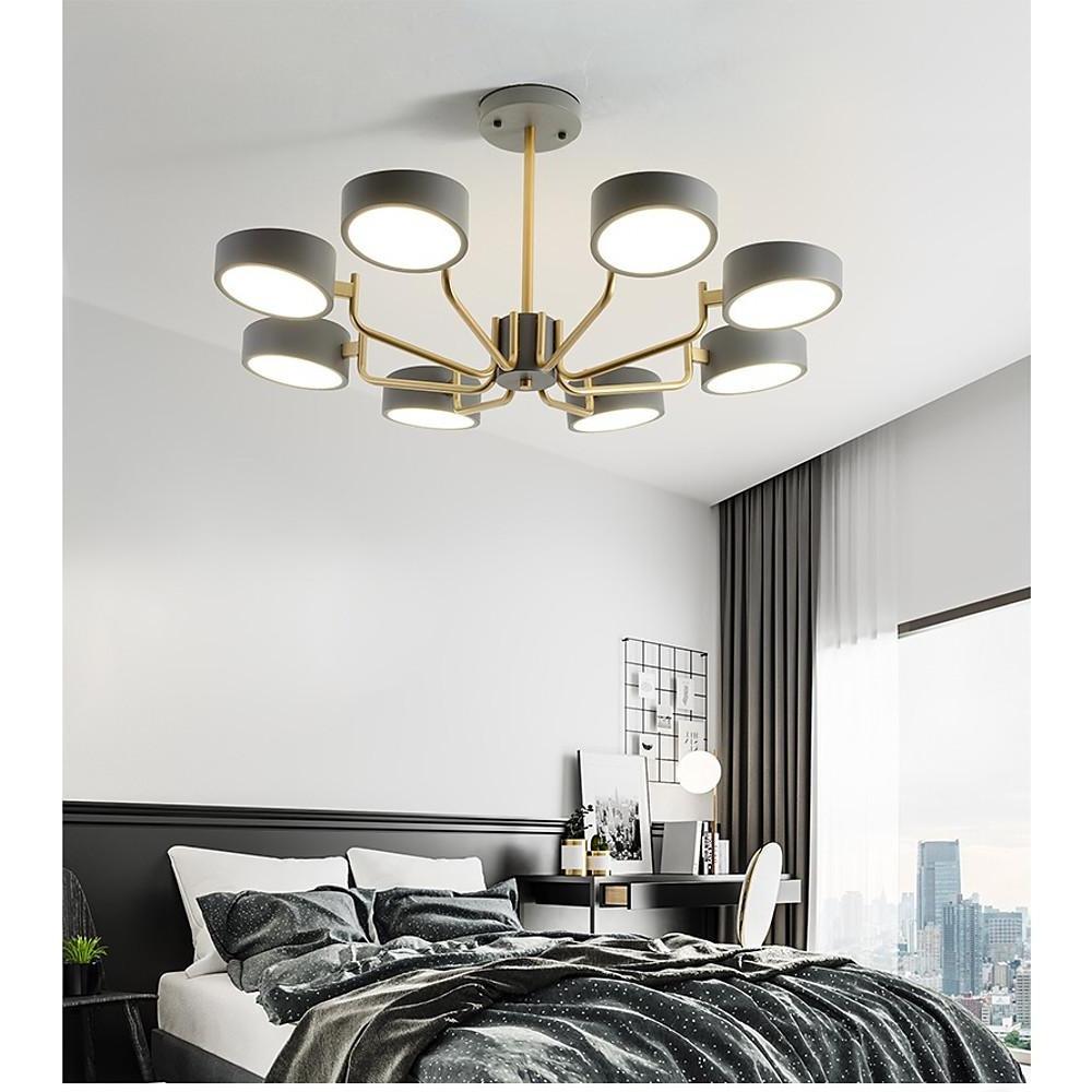 Modern 8 Light LED Sputnik Chandelier with Adjustable Color Temperature for Bedroom and Kids Room