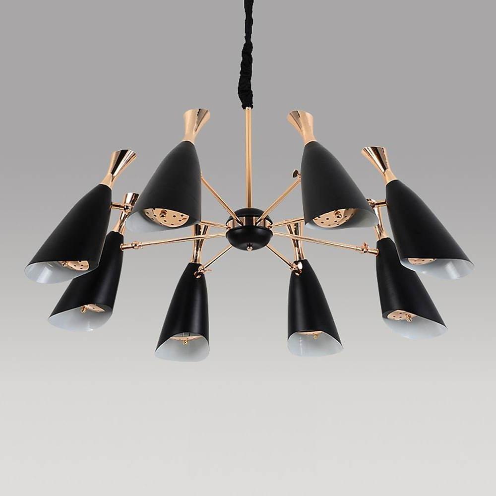 Modern 8 Light Nordic LED Chandelier Electroplated Metal Ceiling Fixture for Dining Room