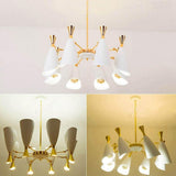 Modern 8 Light Nordic LED Chandelier Electroplated Metal Ceiling Fixture for Dining Room