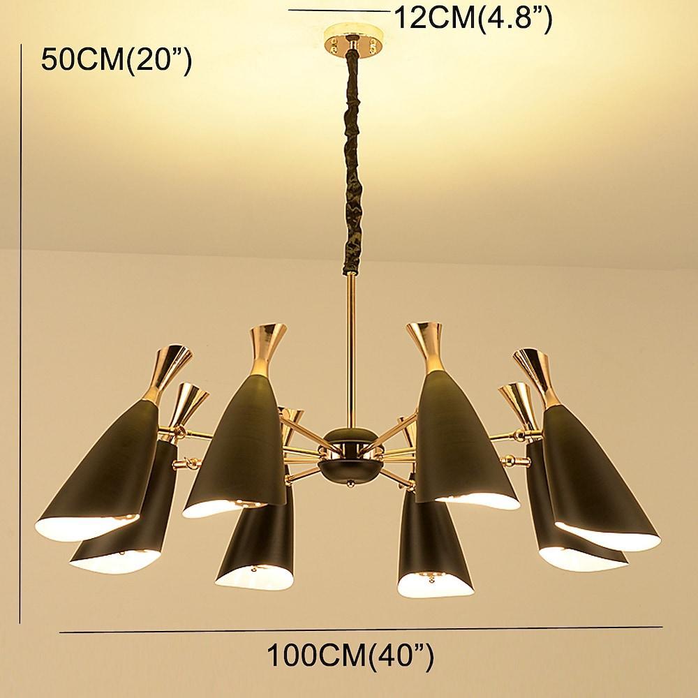 Modern 8 Light Nordic LED Chandelier Electroplated Metal Ceiling Fixture for Dining Room