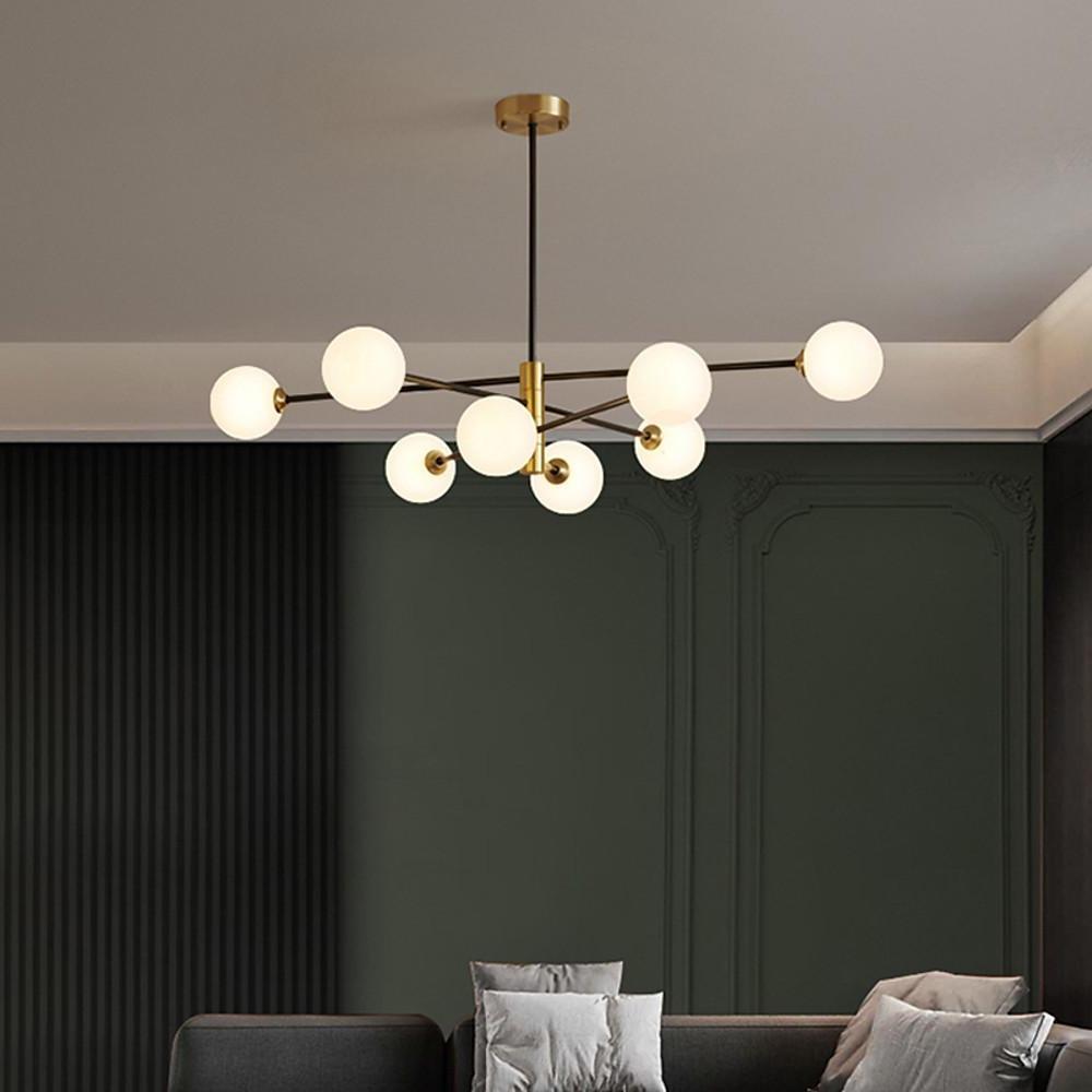 Modern 8 Light Sputnik Globe Cluster Geometric Pendant Chandelier for Living Room