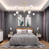 Modern 9 Light Glass Sputnik Chandelier Nordic LED Hanging Ceiling Light Fixture for Living Room and Dining Room