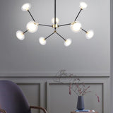 Modern 9 Light Glass Sputnik Chandelier Nordic LED Hanging Ceiling Light Fixture for Living Room and Dining Room