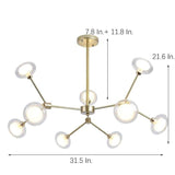Modern 9 Light Glass Sputnik Chandelier Nordic LED Hanging Ceiling Light Fixture for Living Room and Dining Room