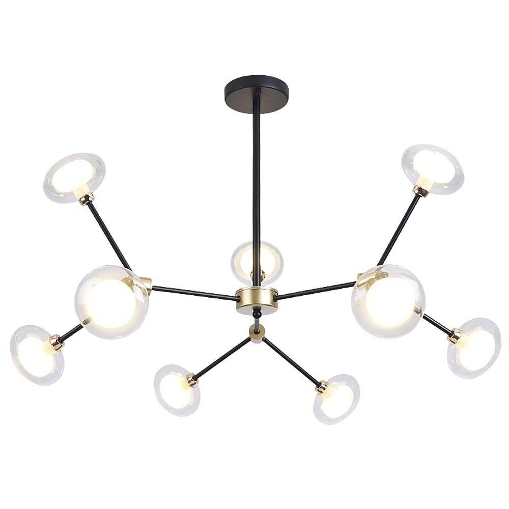 Modern 9 Light Glass Sputnik Chandelier Nordic LED Hanging Ceiling Light Fixture for Living Room and Dining Room