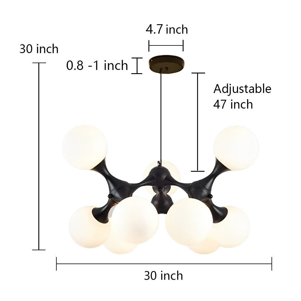 Modern 9 Light Globe Sputnik Bubble Chandelier Glass LED Ceiling Fixture for Dining Room