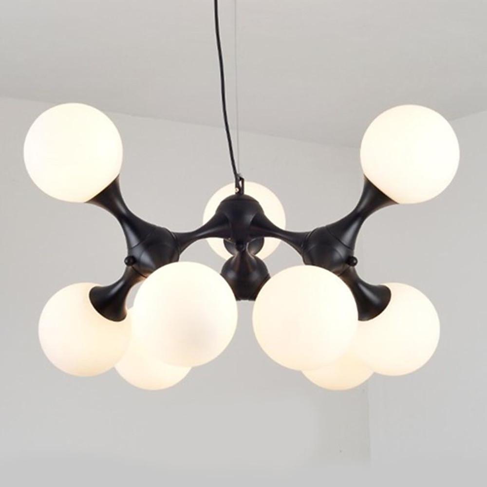Modern 9 Light Globe Sputnik Bubble Chandelier Glass LED Ceiling Fixture for Dining Room
