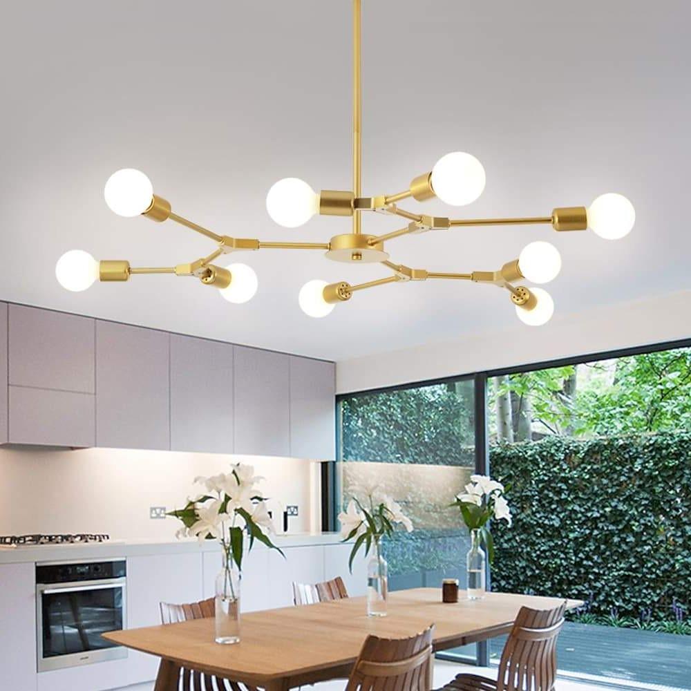 Modern 9 Light Sputnik Chandelier Contemporary LED Hanging Ceiling Pendant Light