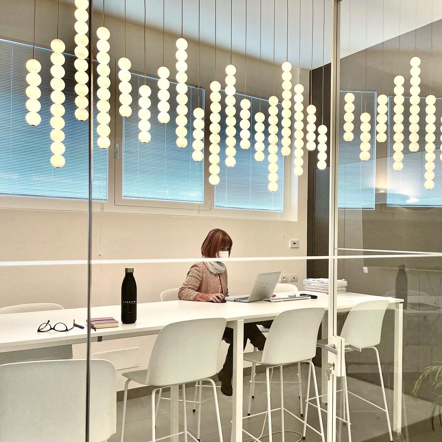Modern Abacus Glass Globe Pendant Light Modular LED Vertical Hanging Lamp in Gold