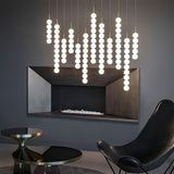 Modern Abacus Glass Globe Pendant Light Modular LED Vertical Hanging Lamp in Gold