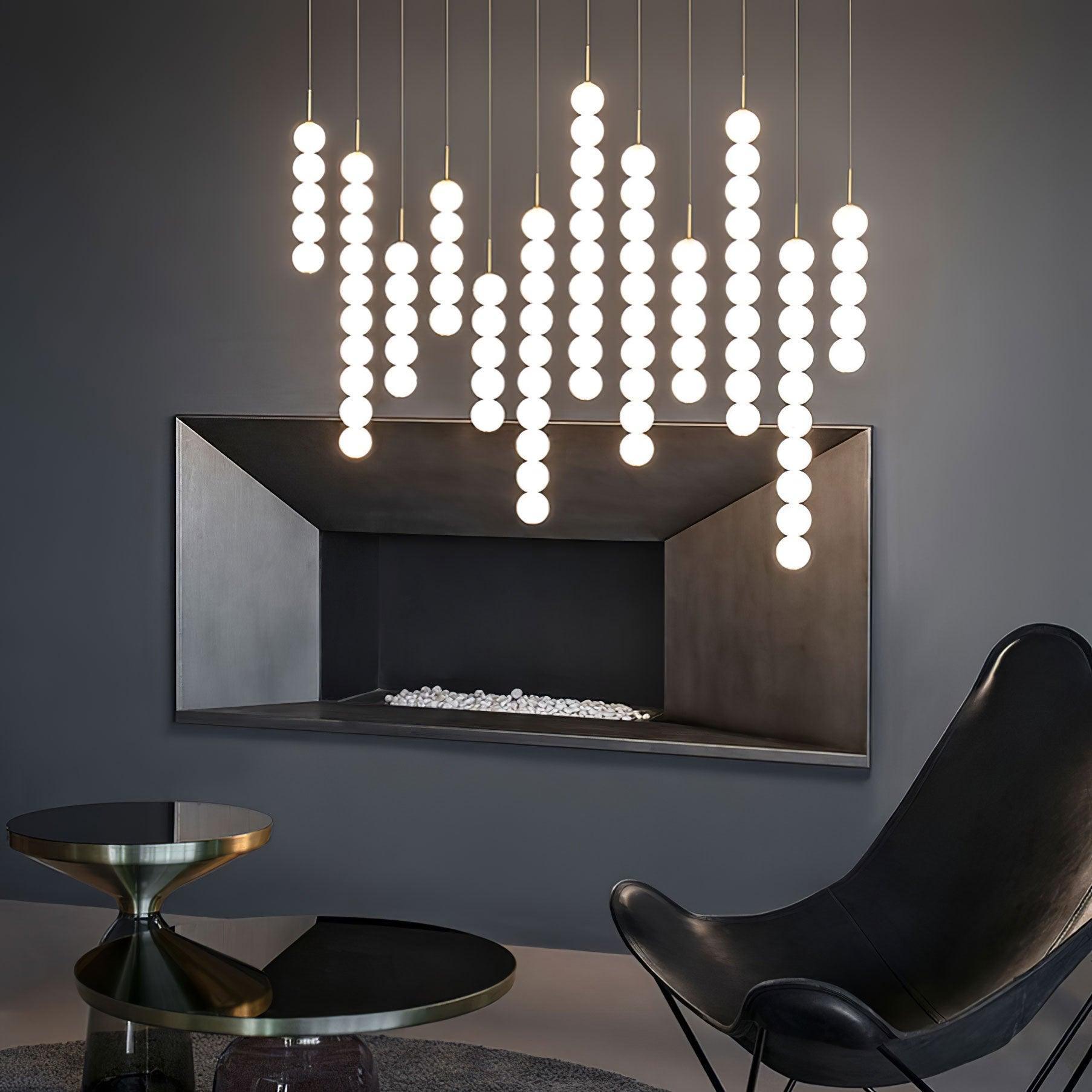 Modern Abacus Glass Globe Pendant Light Modular LED Vertical Hanging Lamp in Gold