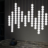 Modern Abacus Glass Globe Pendant Light Modular LED Vertical Hanging Lamp in Gold