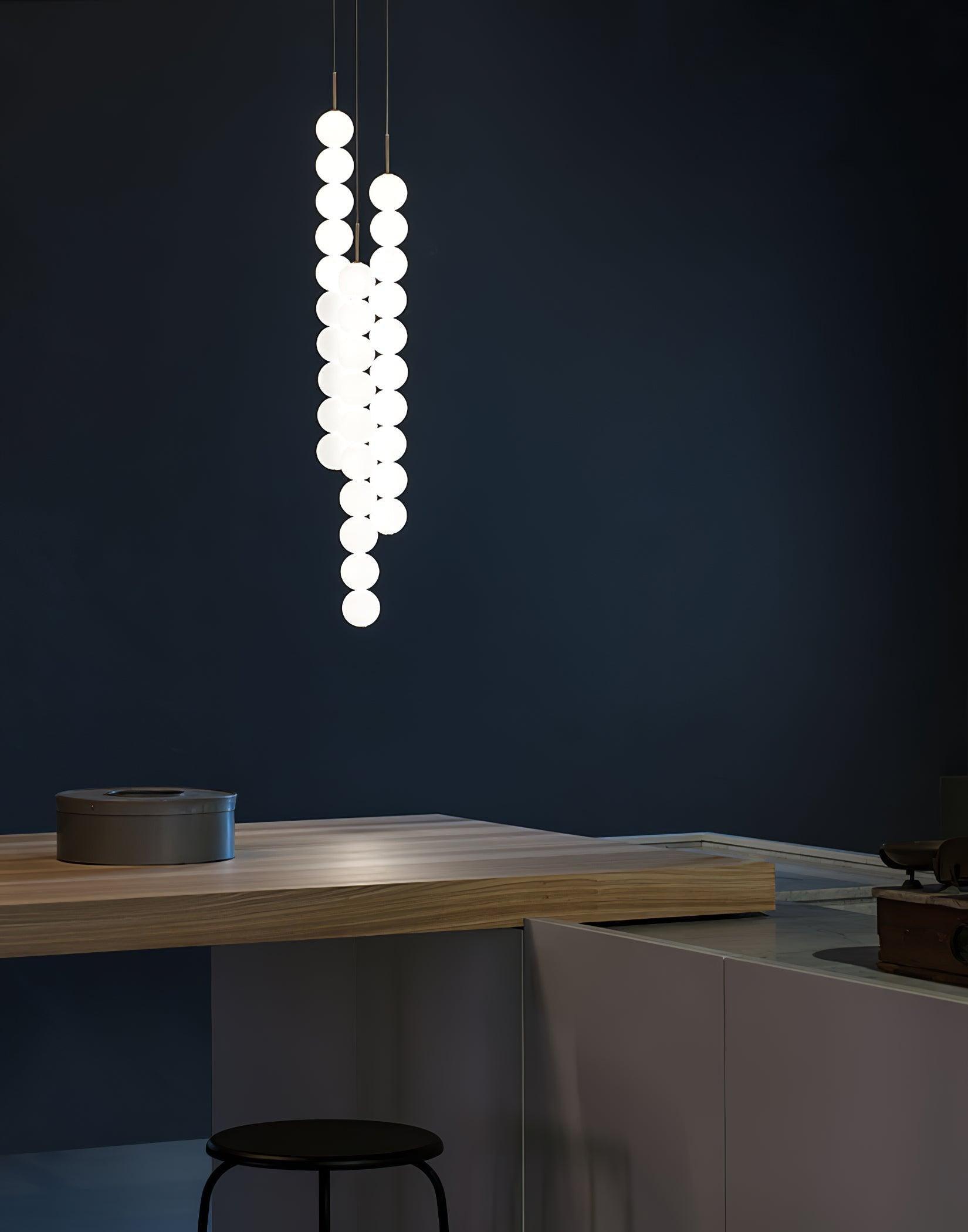 Modern Abacus Glass Globe Pendant Light Modular LED Vertical Hanging Lamp in Gold
