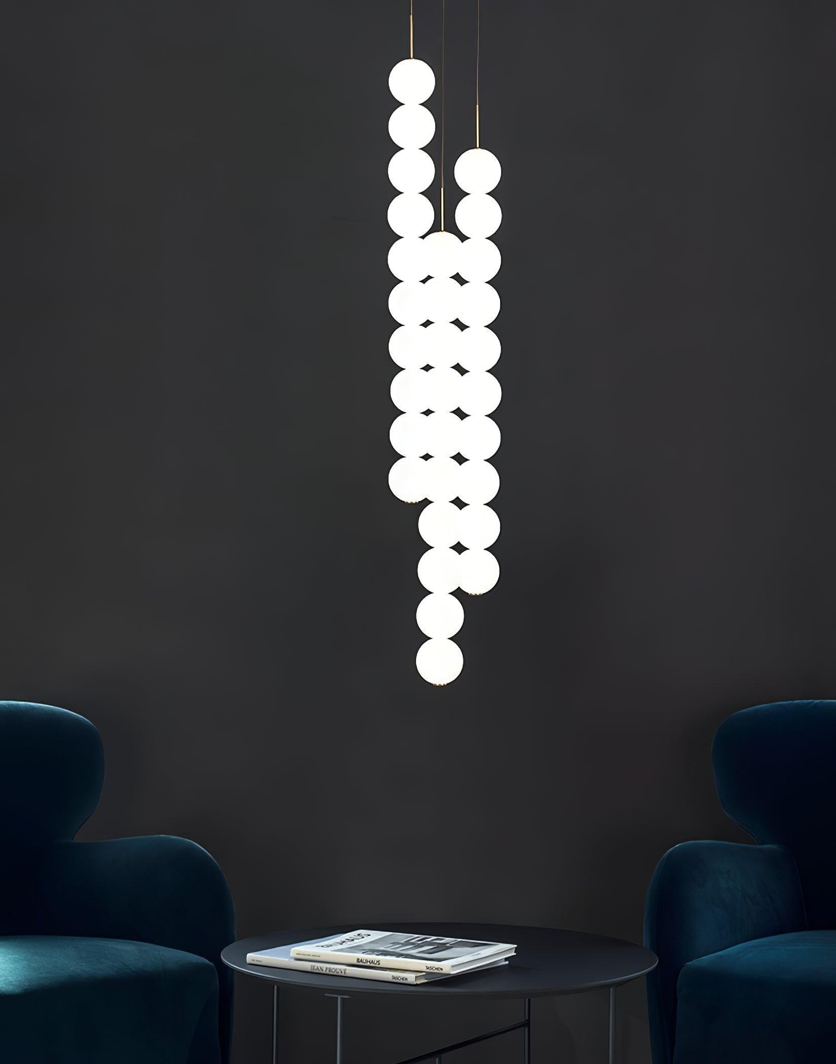 Modern Abacus Glass Globe Pendant Light Modular LED Vertical Hanging Lamp in Gold
